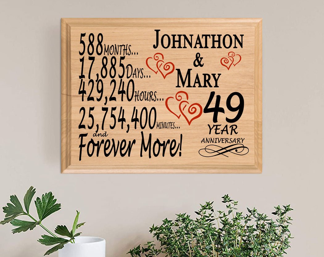 Personalized 49th Anniversary Gift – Custom Wood Keepsake for Husband, Wife, or Couple