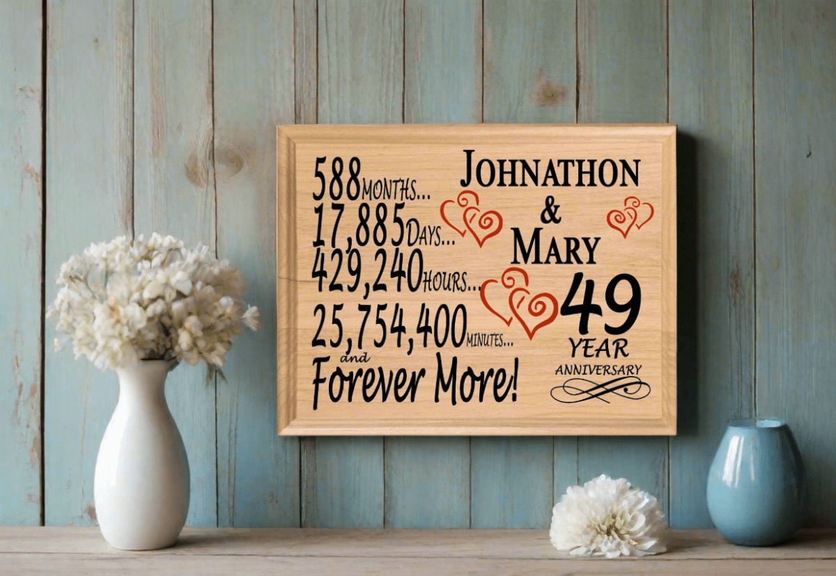 Personalized 49th Anniversary Gift – Custom Wood Keepsake for Husband, Wife, or Couple