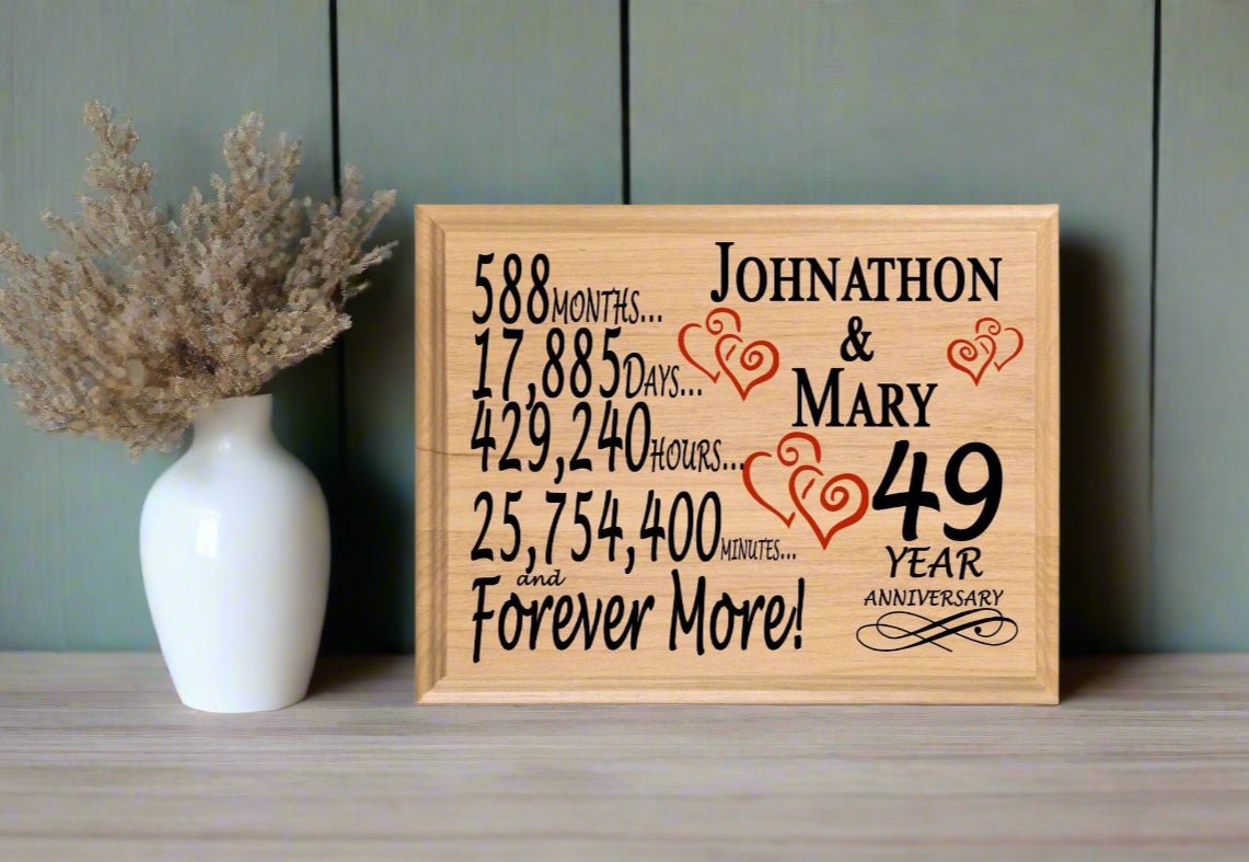 Personalized 49th Anniversary Gift – Custom Wood Keepsake for Husband, Wife, or Couple