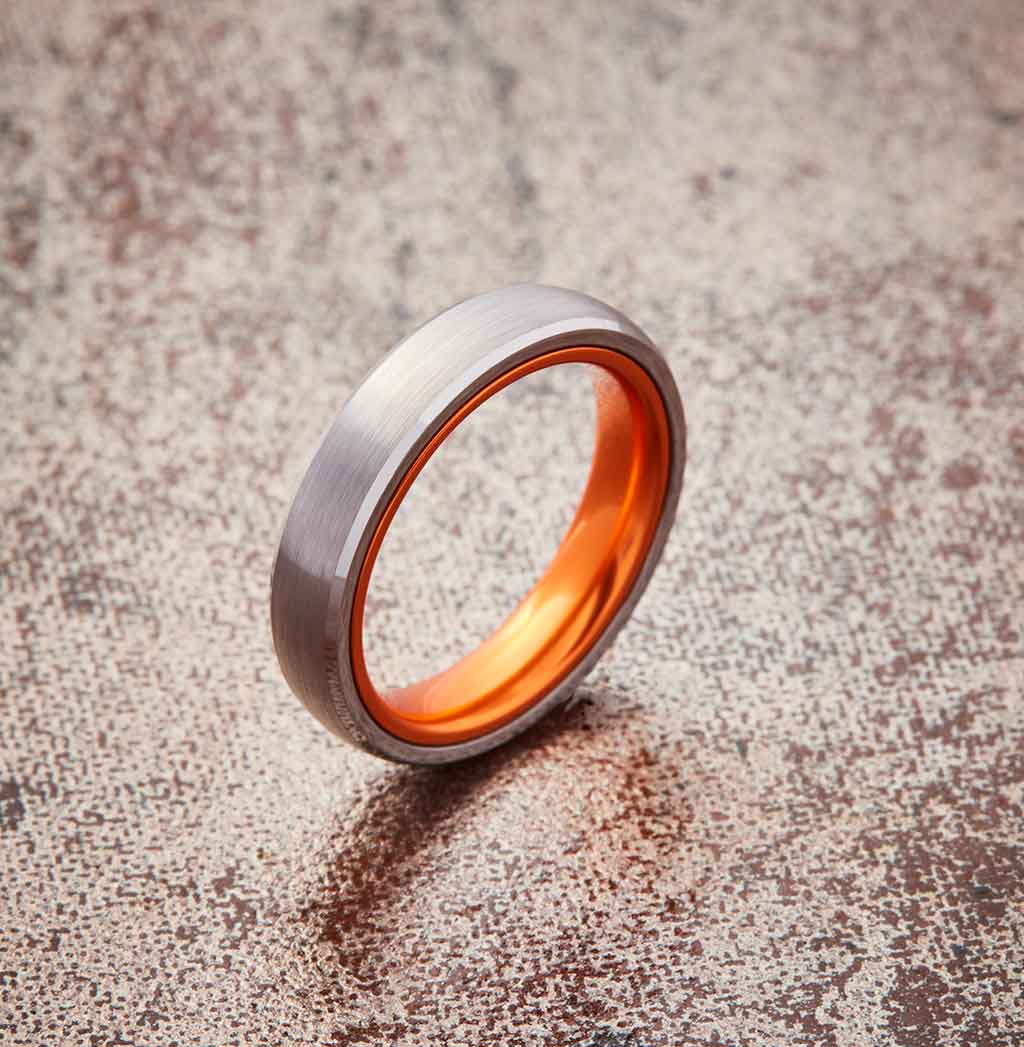 Tungsten Ring - Resilient Orange - 4MM