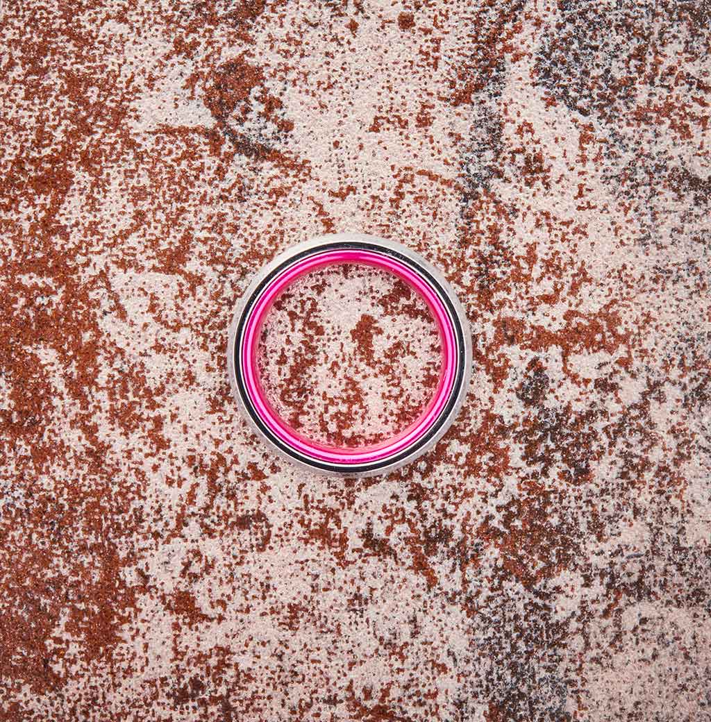 Tungsten Ring (Silver) - Resilient Pink - 4MM