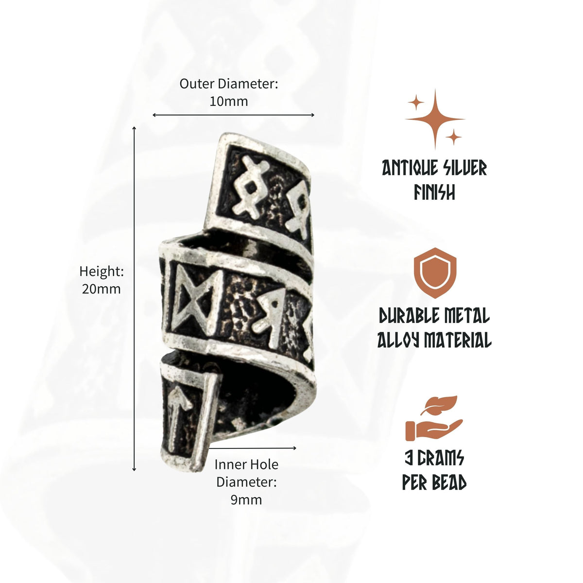 Rune Beard Rings – Elder Futhark Viking Beard Beads (8-Pack)