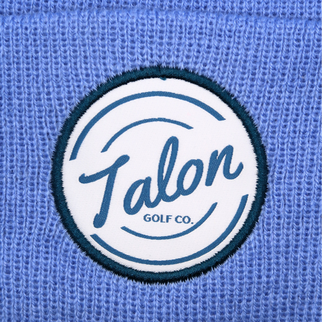 Blue Knit Beanie w/ White Talon Circle Logo