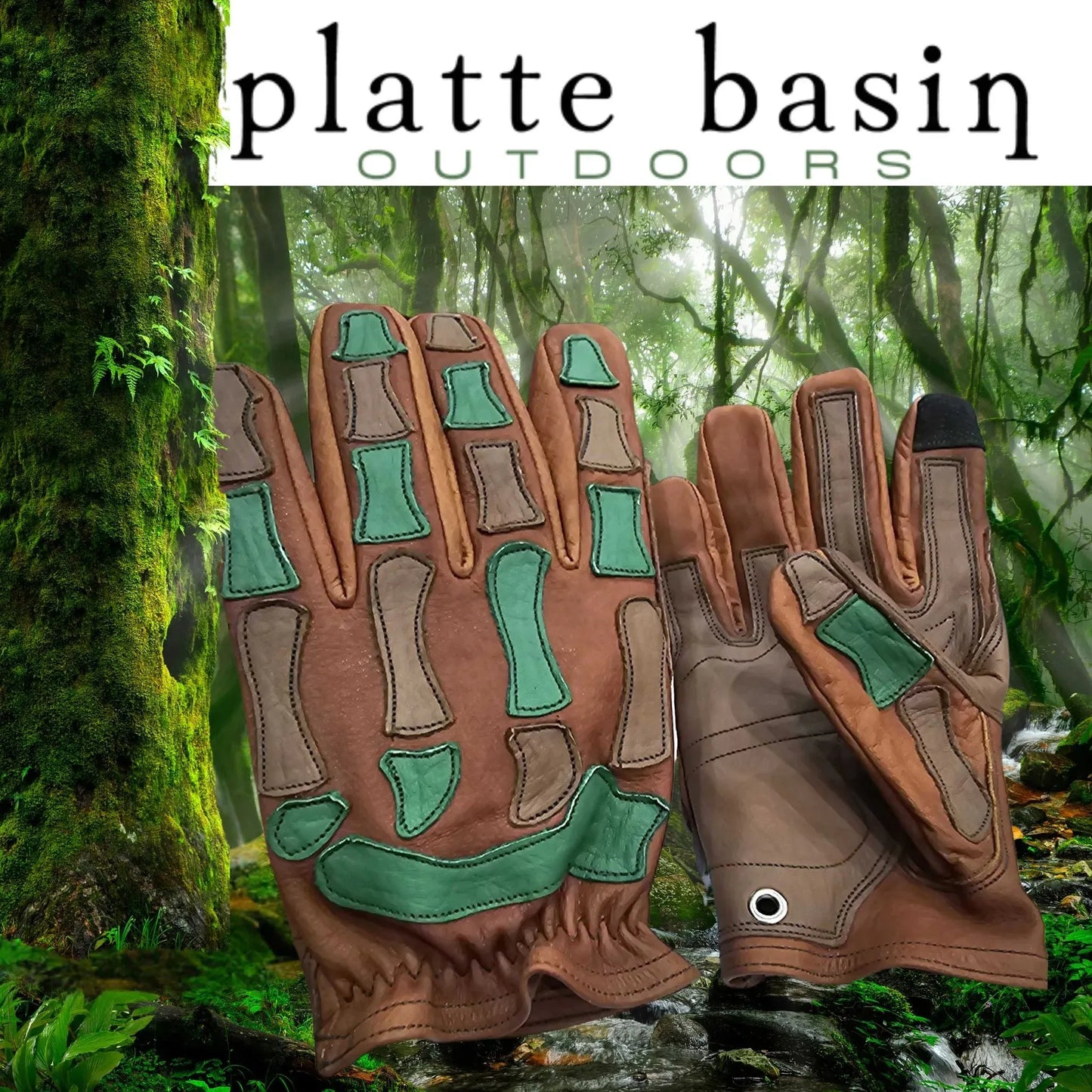 D7PB - Platte Basin Leather Hunting Glove - Retro Camouflage