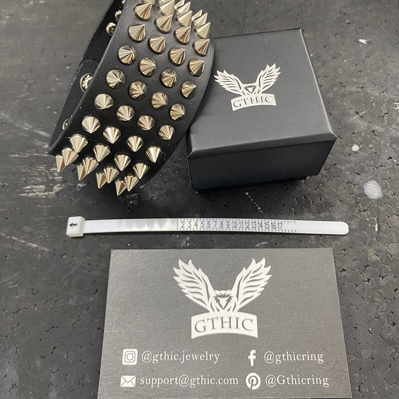 4 Rows of Rivets Leather Bracelet