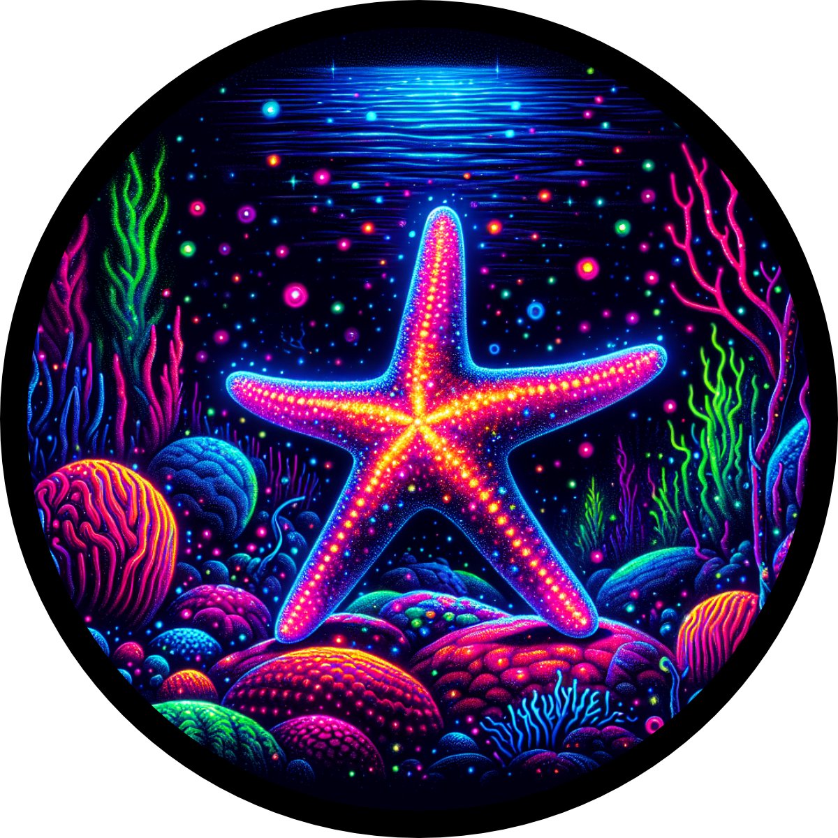 STICKER - Starfish - Amp Up Your Wardrobe with an Trippy, Eye-Catching Fluorescent Thread Magic - 4"