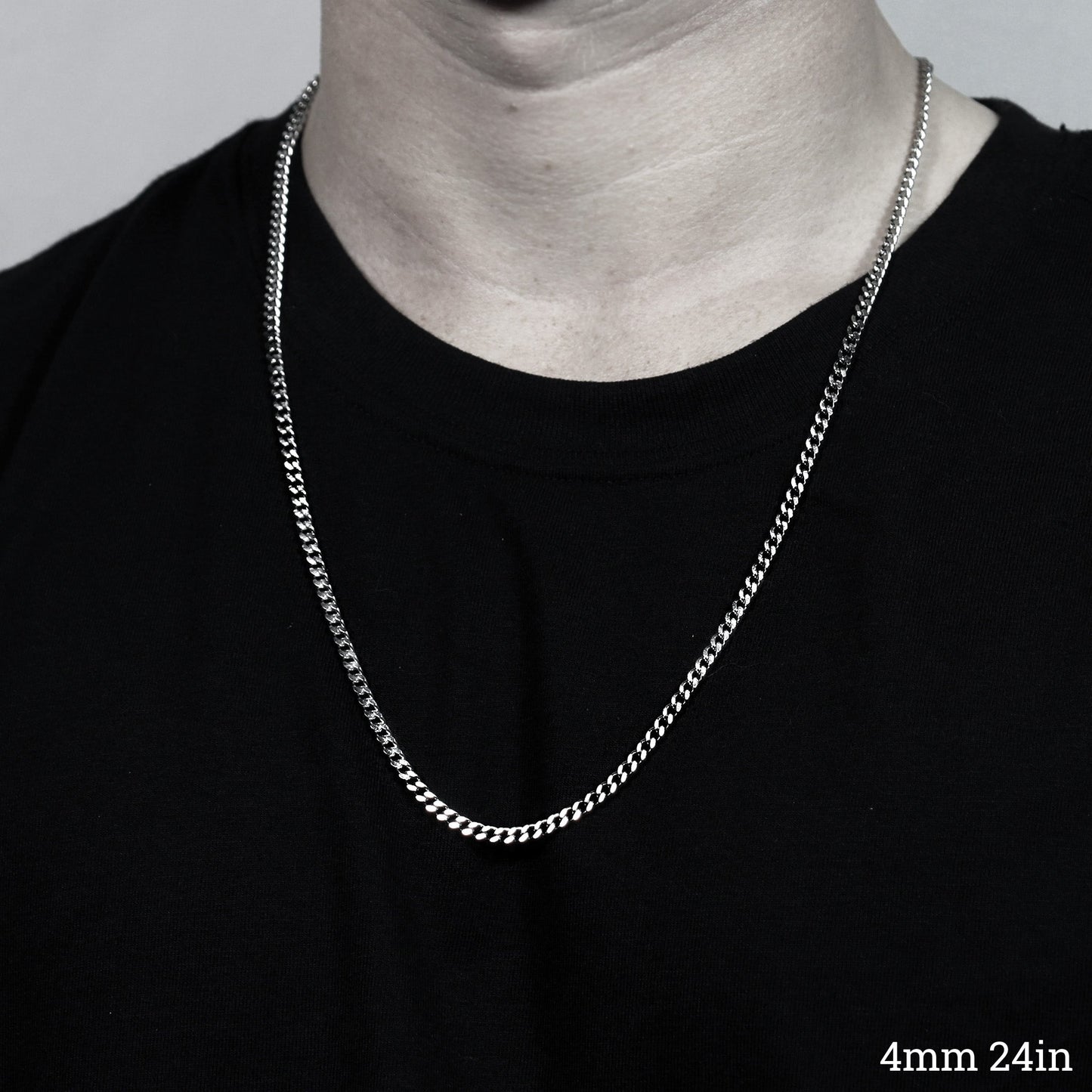 Stainless Steel Diamond Cut Curb Chain Necklace