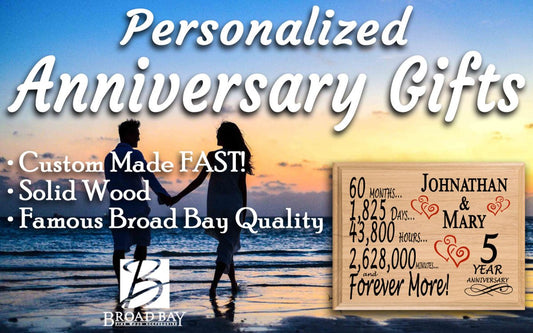 Personalized 5th Anniversary Gift – 5 Year Traditional Present - Custom Wood Keepsake for Husband, Wife, or Couple