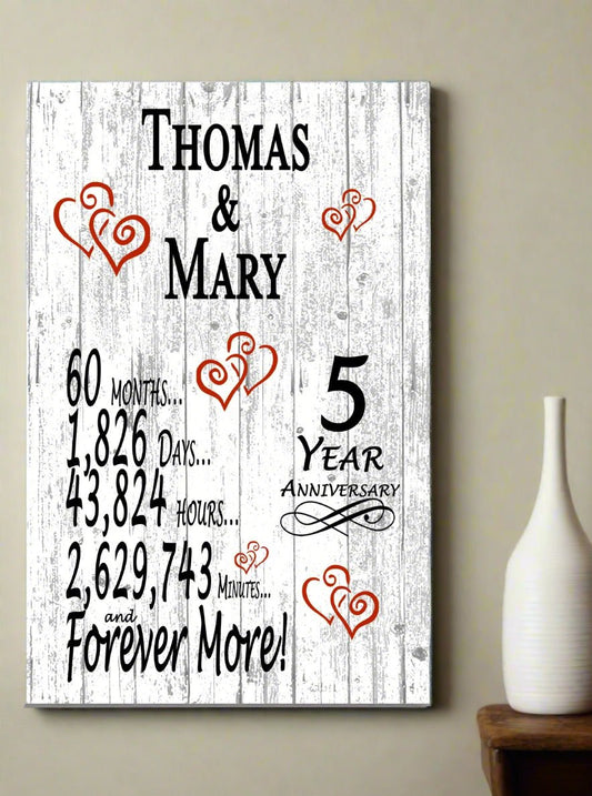 5 Year Anniversary Gift – Personalized 5th Anniversary Plaque with Custom Names