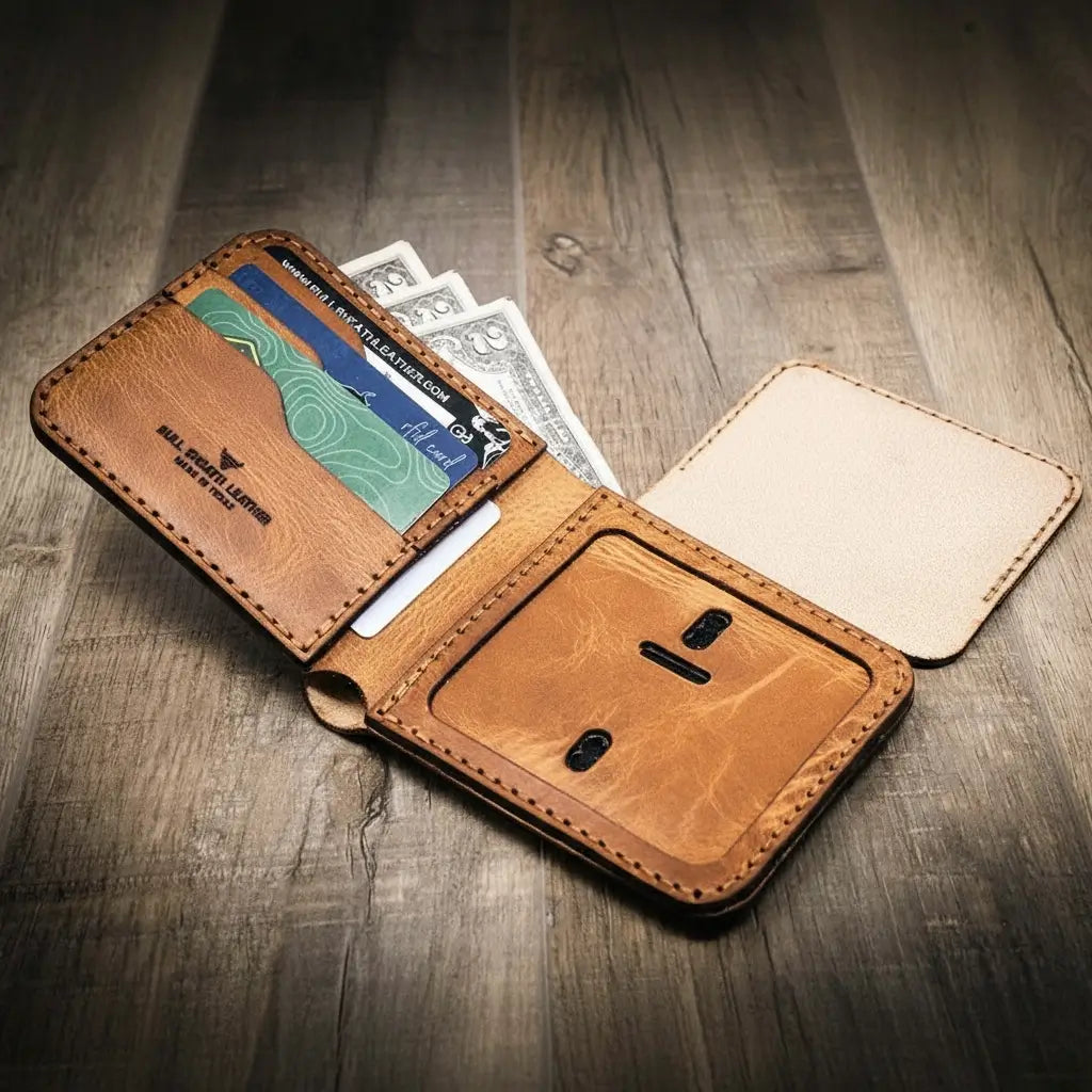 Badge Bifold Wallet - Saddle Tan
