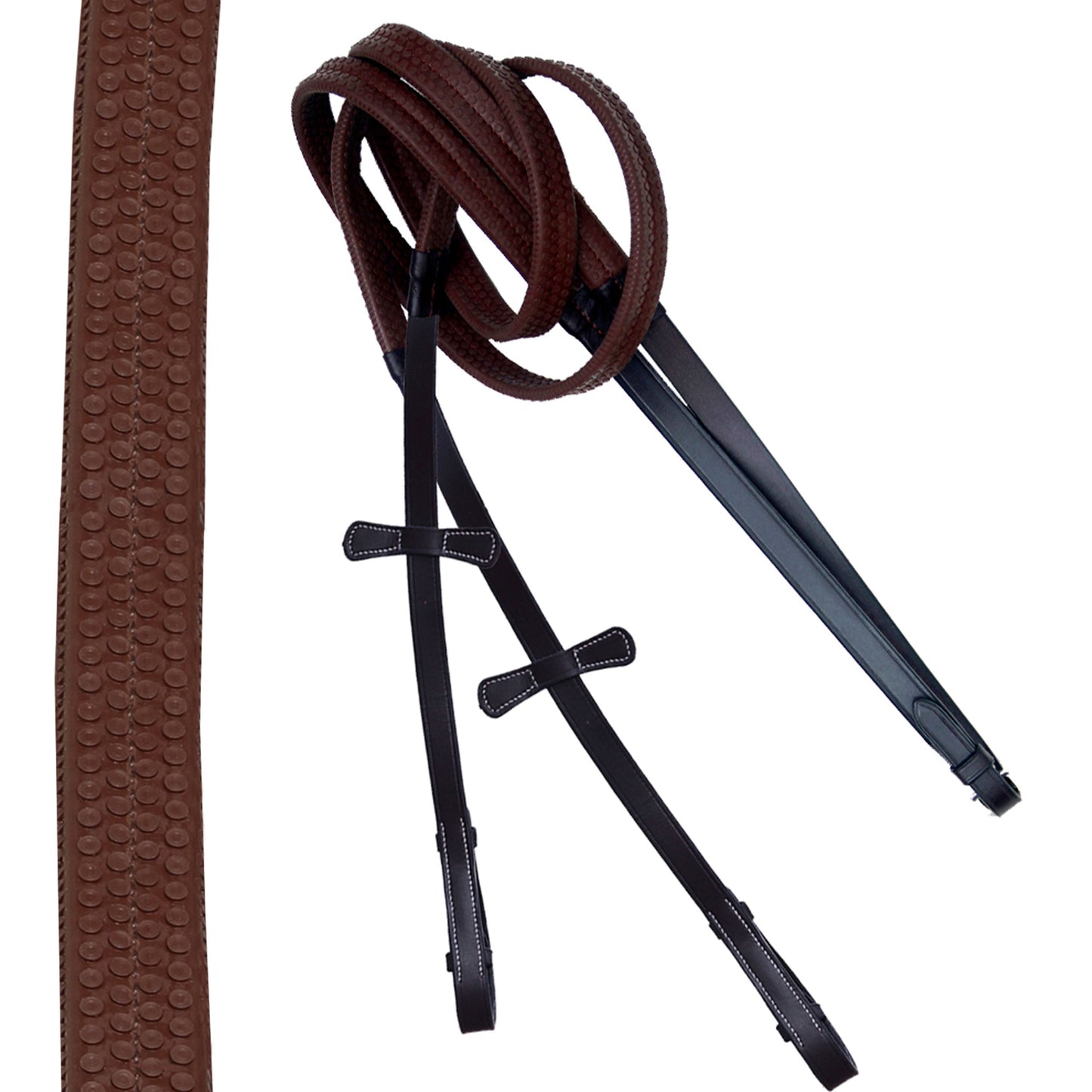 ExionPro Designer Stitched Mono Crown Piece Snaffle Bridle With Rubber Reins