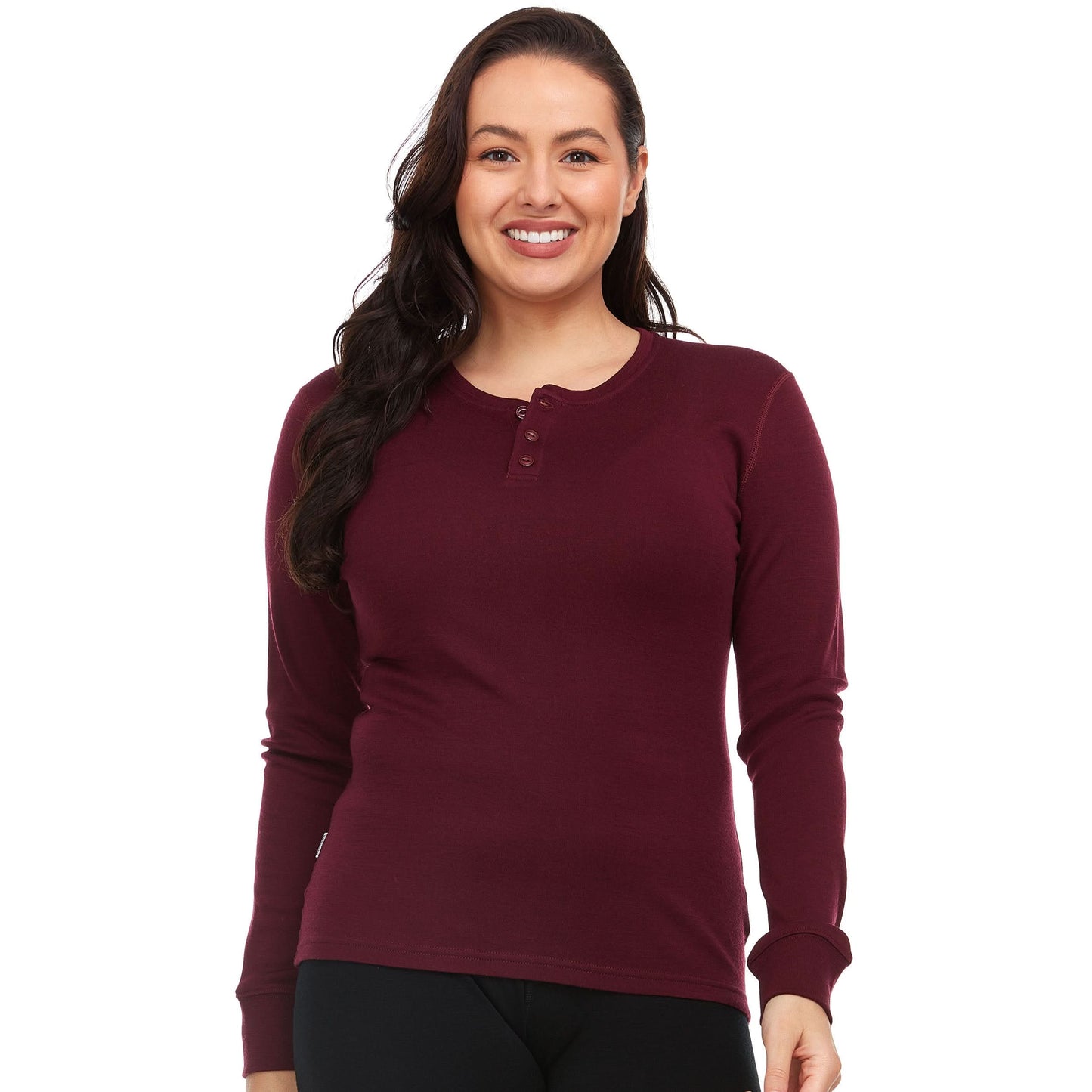 Women's 100% Merino Wool Henley - Midweight