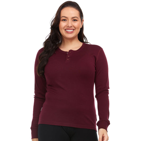 Women's 100% Merino Wool Henley - Midweight