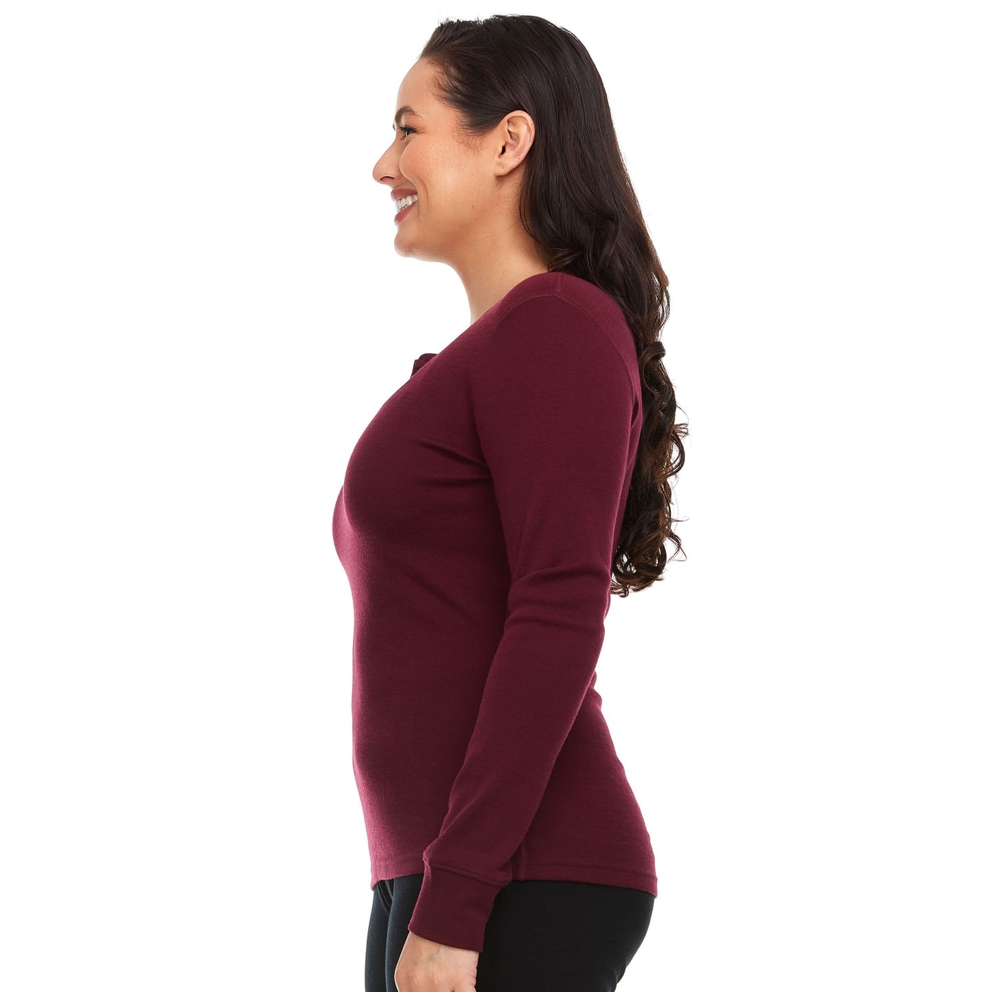 Women's 100% Merino Wool Henley - Midweight