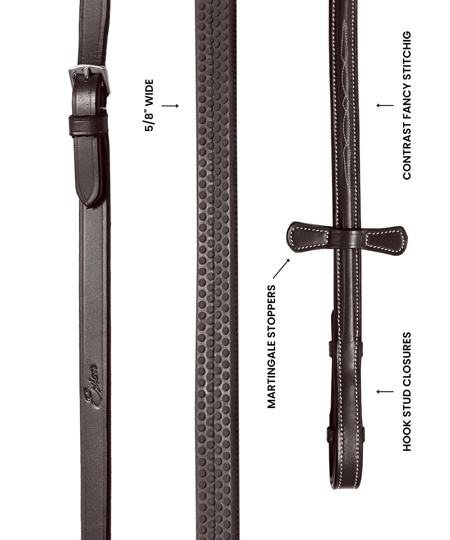 ExionPro Rubber Reins with Fancy Stitching