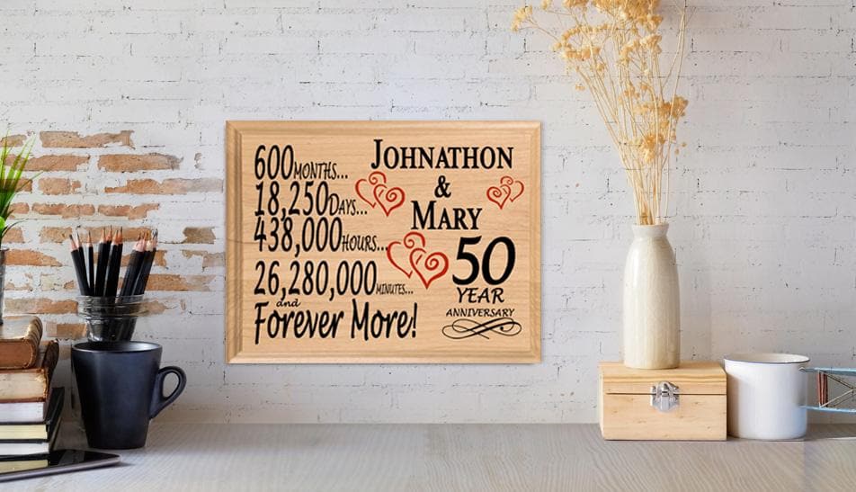 Personalized 50th Anniversary Gift – Custom Wood Keepsake for Husband, Wife, or Couple