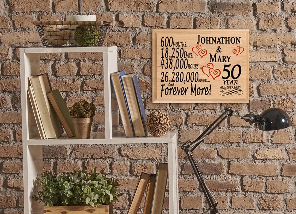 Personalized 50th Anniversary Gift – Custom Wood Keepsake for Husband, Wife, or Couple