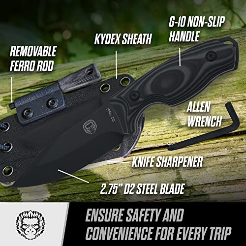 The Baby Silverback Survival Knife Giftset for Outdoors (Black Blade + Grey Liner)