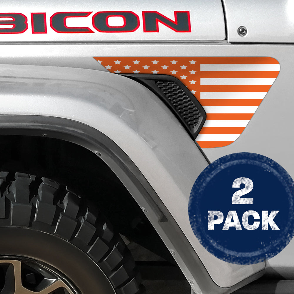 White and Orange Flag 2pc Vinyl Fender Decal
