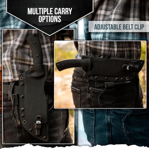 The Tracker D2 Steel Bushcraft Survival Knife Gift Set (Black and Orange)