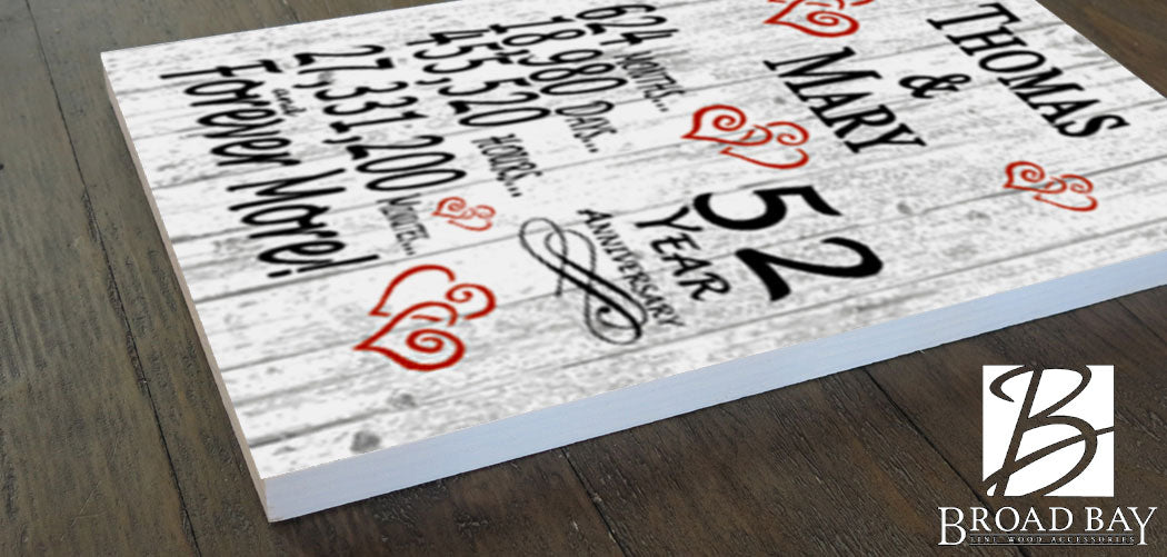 52 Year Anniversary Gift – Personalized 52nd Anniversary Plaque with Custom Names