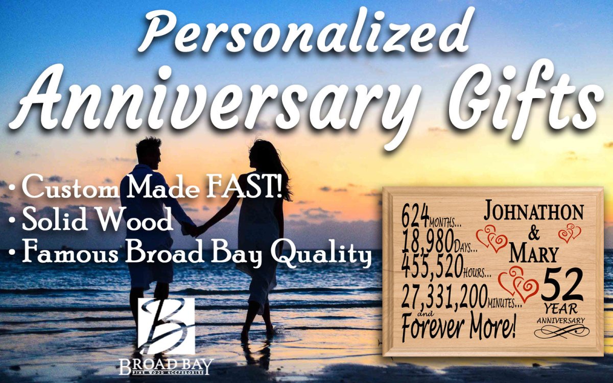 Personalized 52nd Anniversary Gift – Custom Wood Keepsake for Husband, Wife, or Couple