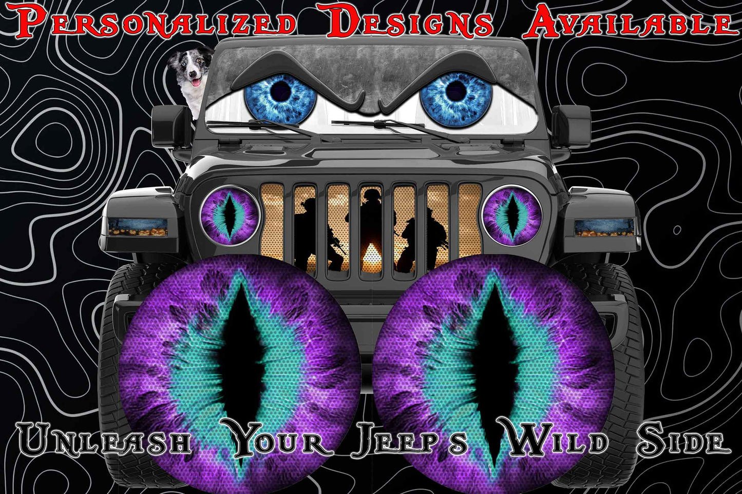 Purple and teal for a round headlight.