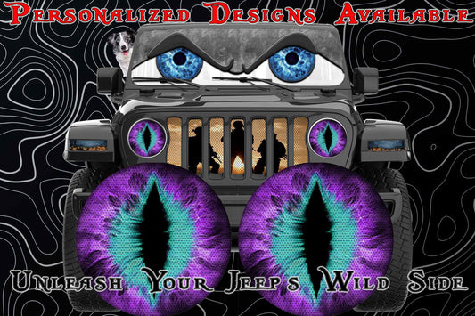 Purple and teal for a round headlight.