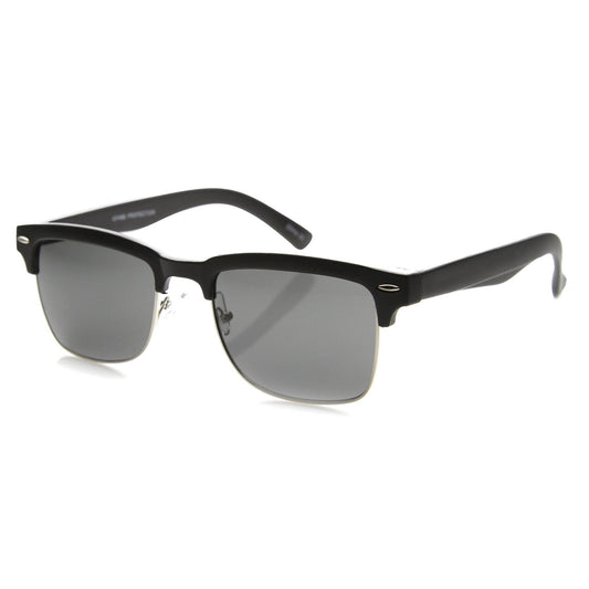 Indie Dapper Square Half Frame Horned Rim Sunglasses 9809