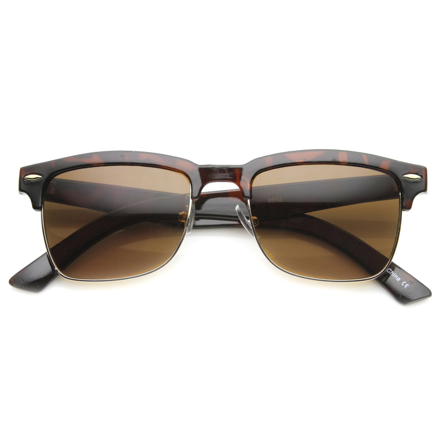 Indie Dapper Square Half Frame Horned Rim Sunglasses 9809