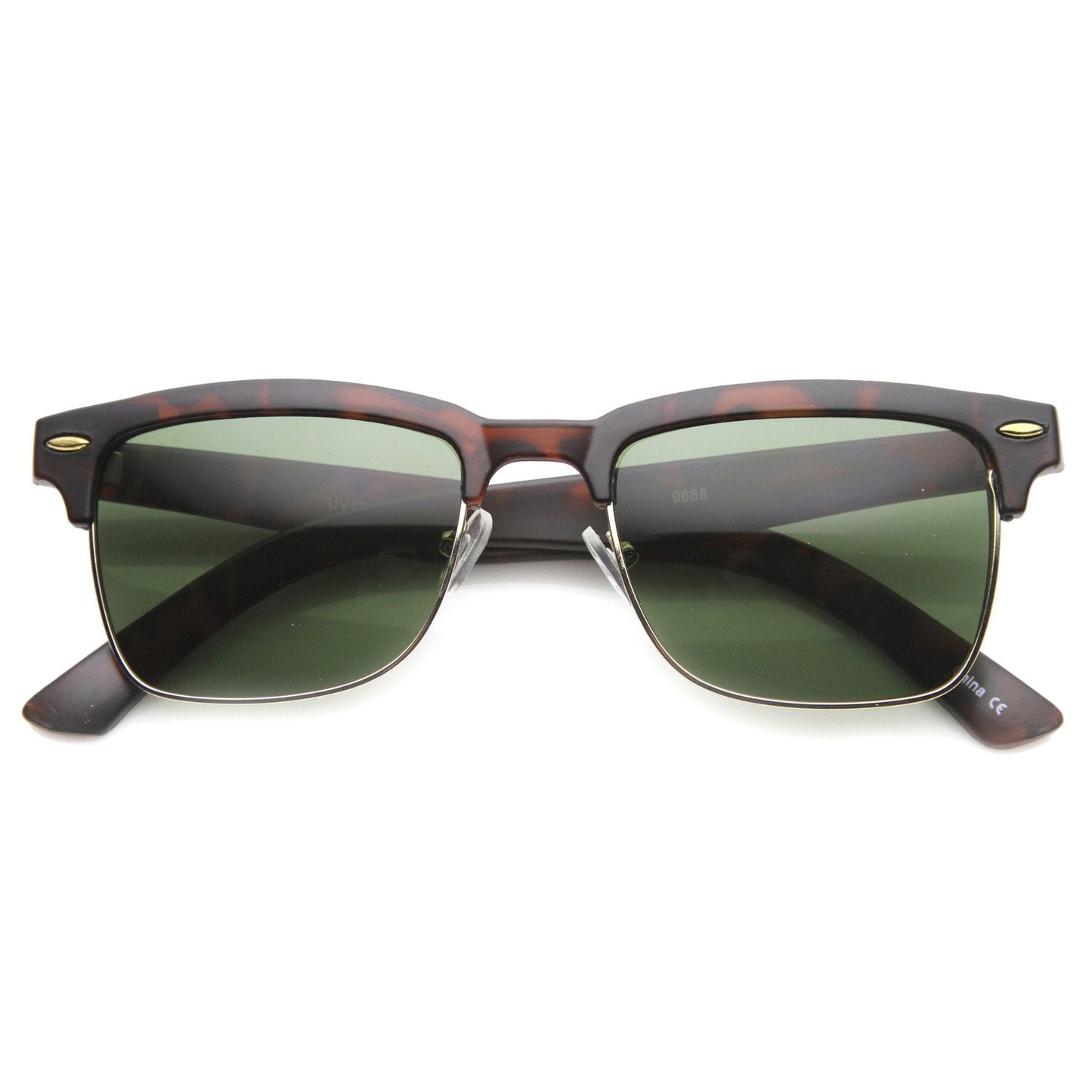 Indie Dapper Square Half Frame Horned Rim Sunglasses 9809