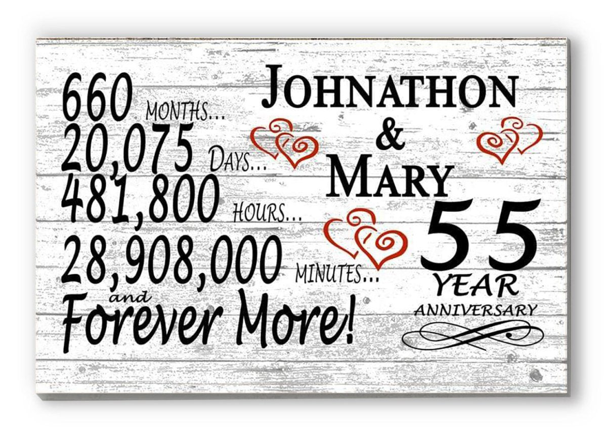 55 Year Anniversary Gift Personalized 55th For Him Her or Couples