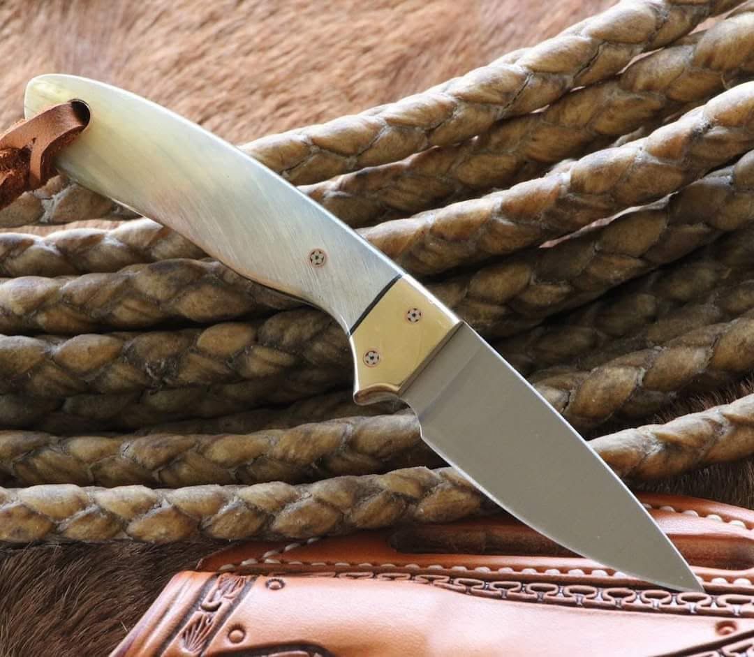 Custom Cowboy Belt Knife – D2 Steel & Sheep Horn