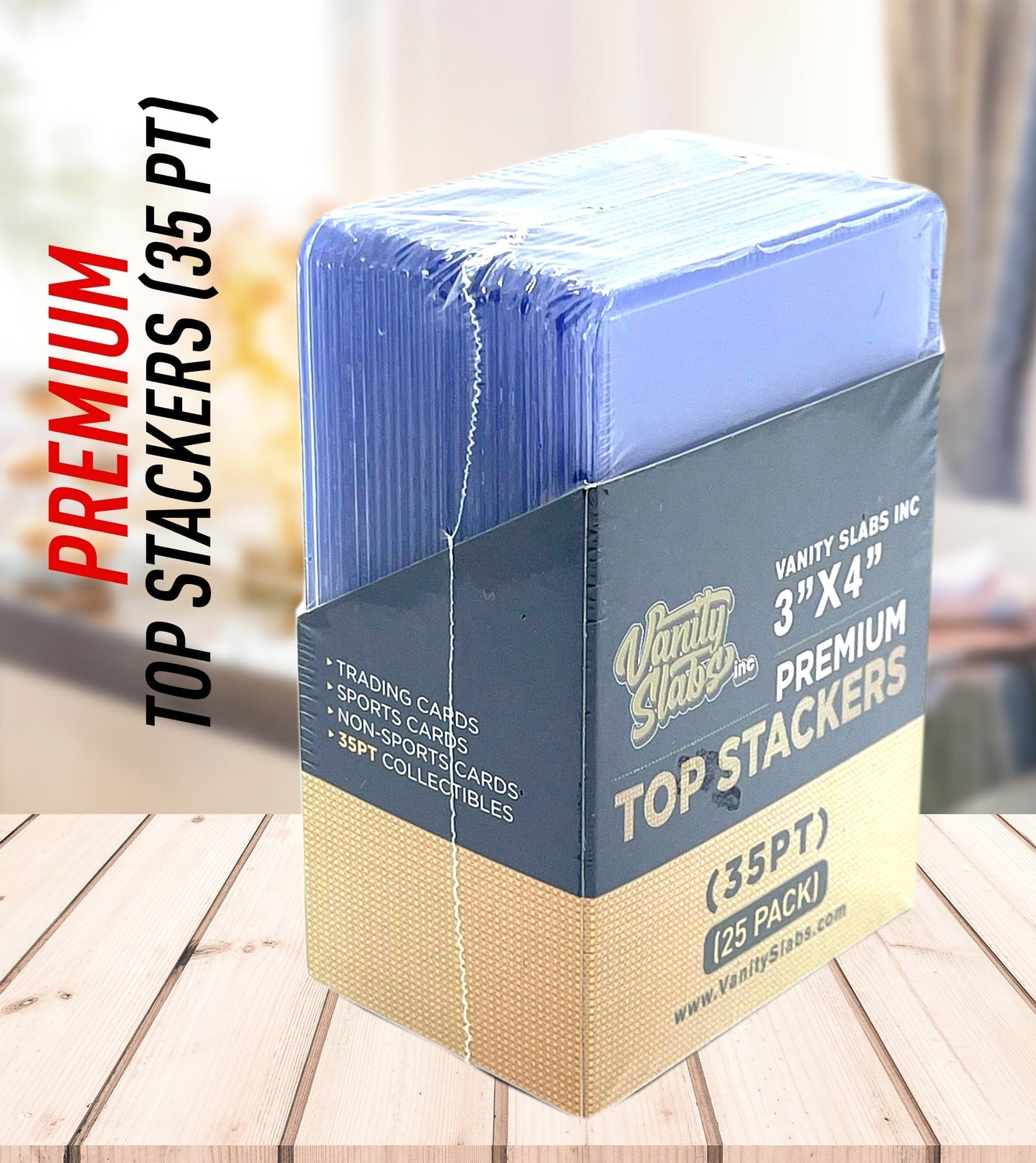 100 Vanity Slabs Premium Top Stackers w/ Film 35pt Card Loaders