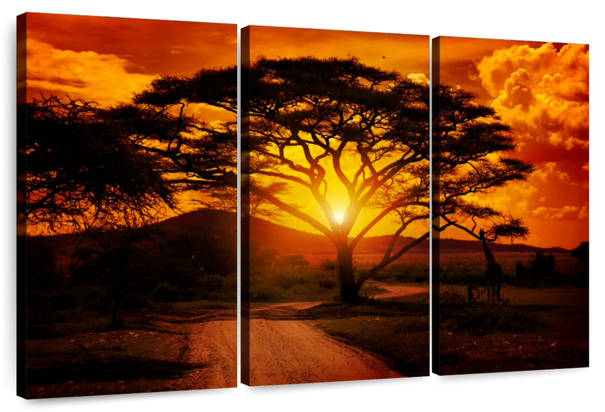 Serengeti Park Sunset Silhouette Wall Art