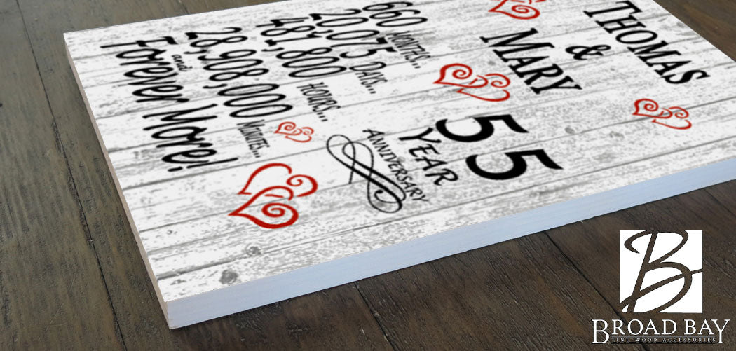 55 Year Anniversary Gift – Personalized 55th Anniversary Plaque with Custom Names