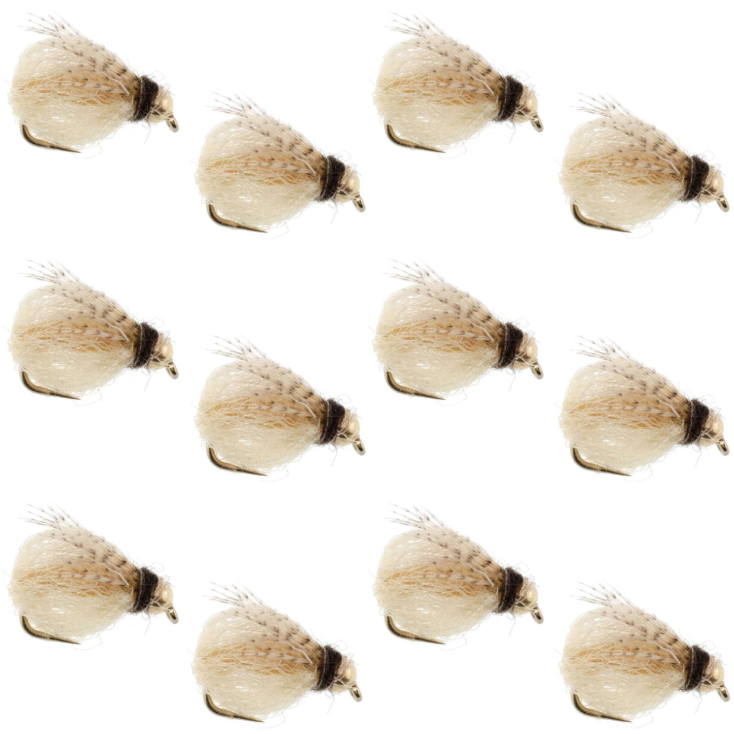 Bead Head LaFontaine Tan Deep Sparkle Caddis Pupa - 12Flies Size 16