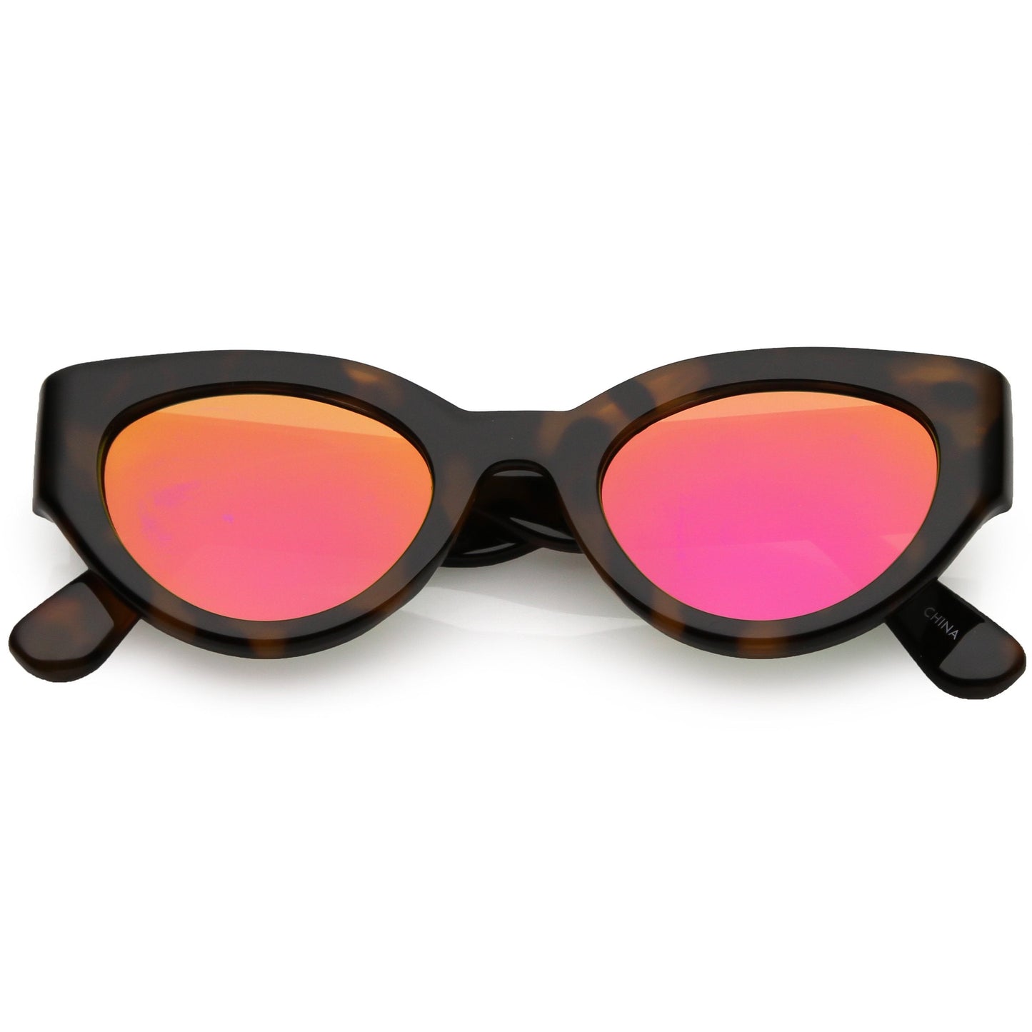Bold Retro Fashion Oval Mirrored Flat Lens Sunglasses C544