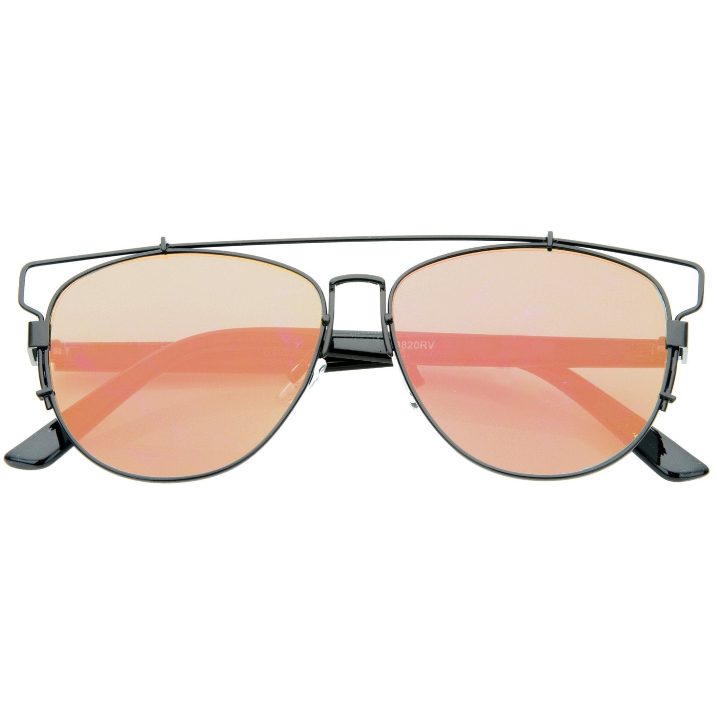 Modern Metal Crossbar Mirrored Lens Flat Front Sunglasses A145