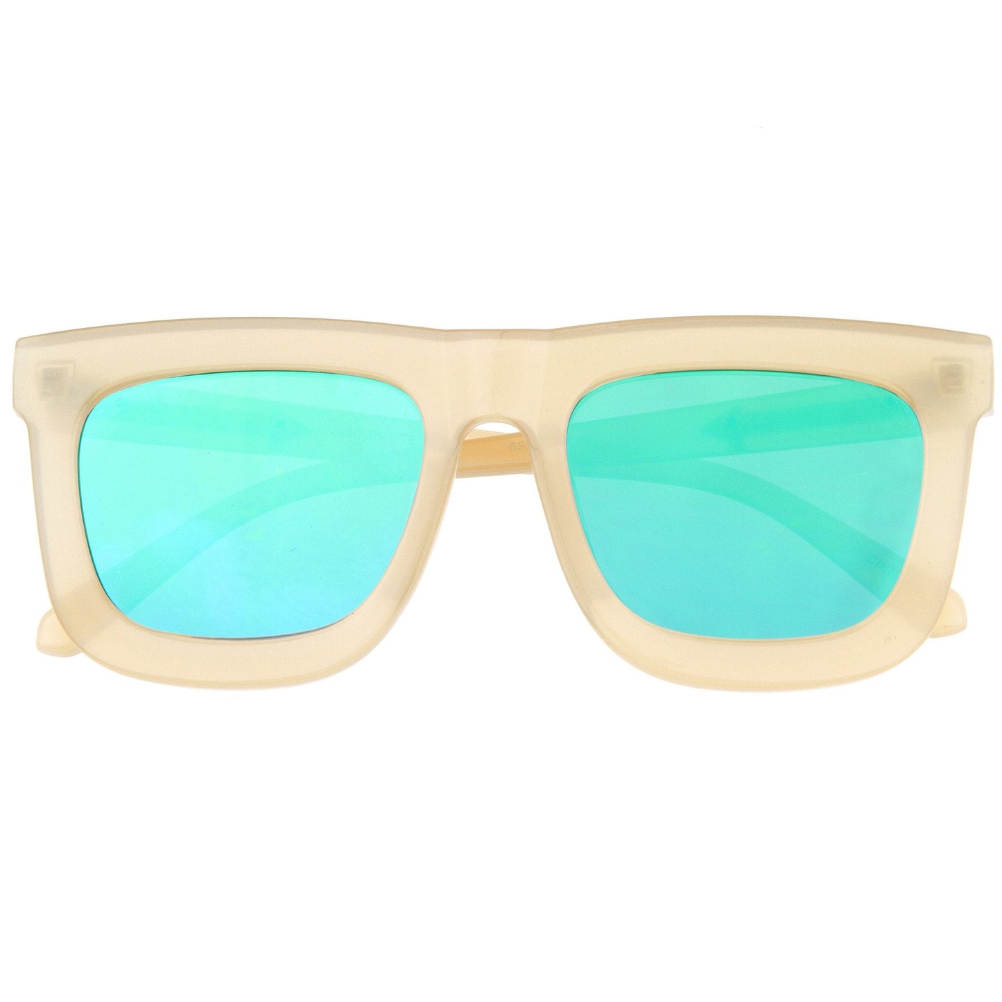 Hipster Flat Front Square Horned Rim Mirror Lens Sunglasses A143