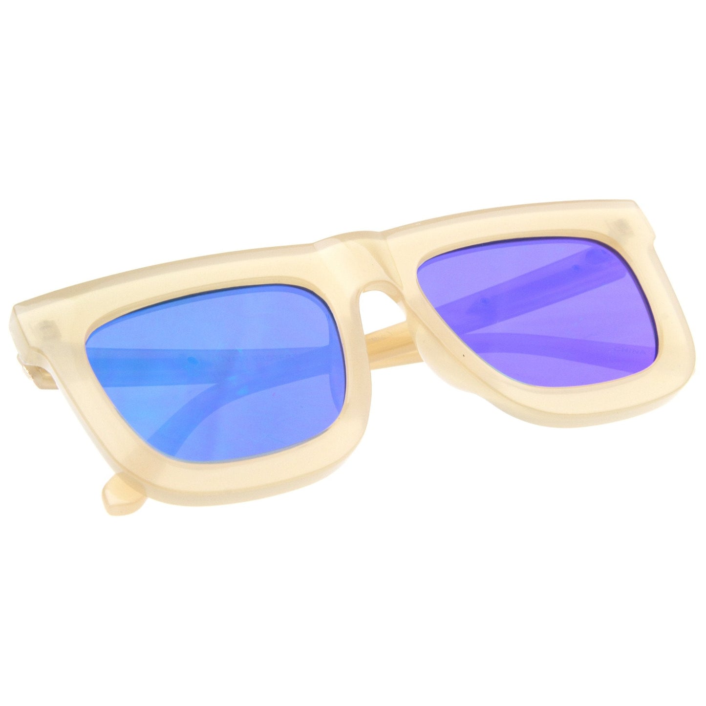 Hipster Flat Front Square Horned Rim Mirror Lens Sunglasses A143