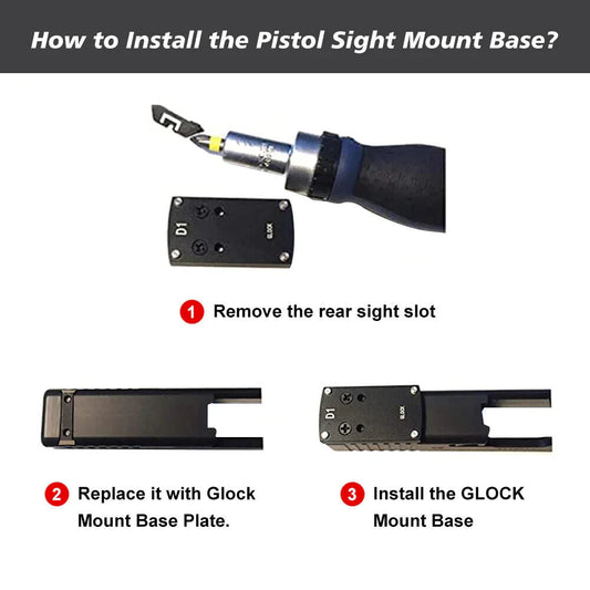 Red Win Pistol Sight Mount Bases - Glk, 1911, Sig, Beretta, Springfield, HK
