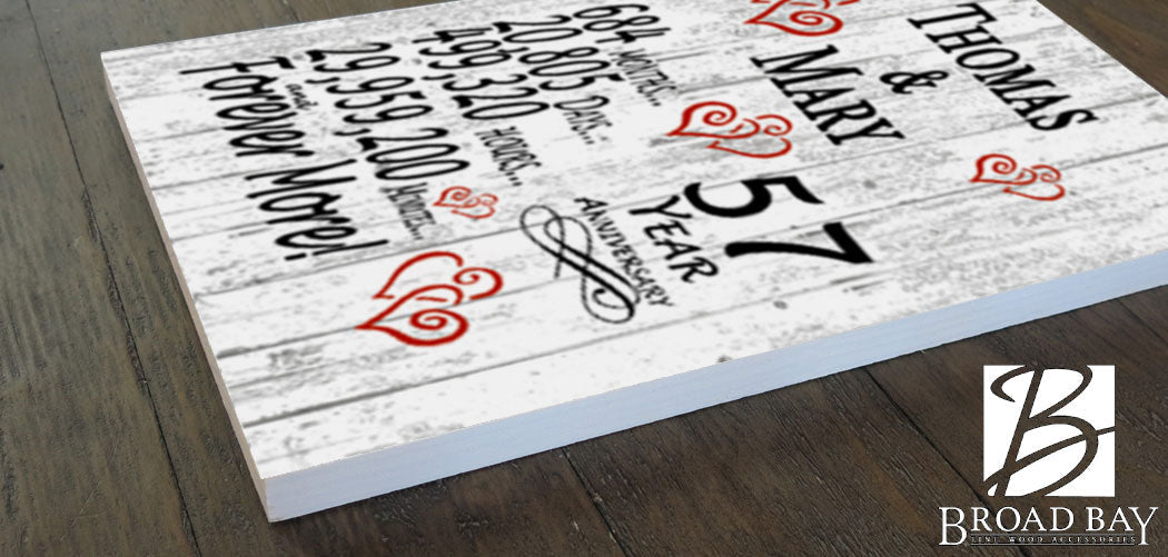 57 Year Anniversary Gift – Personalized 57th Anniversary Plaque with Custom Names