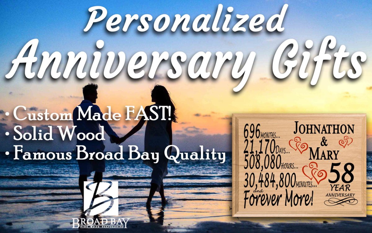 Personalized 58th Anniversary Gift – Custom Wood Keepsake for Husband, Wife, or Couple