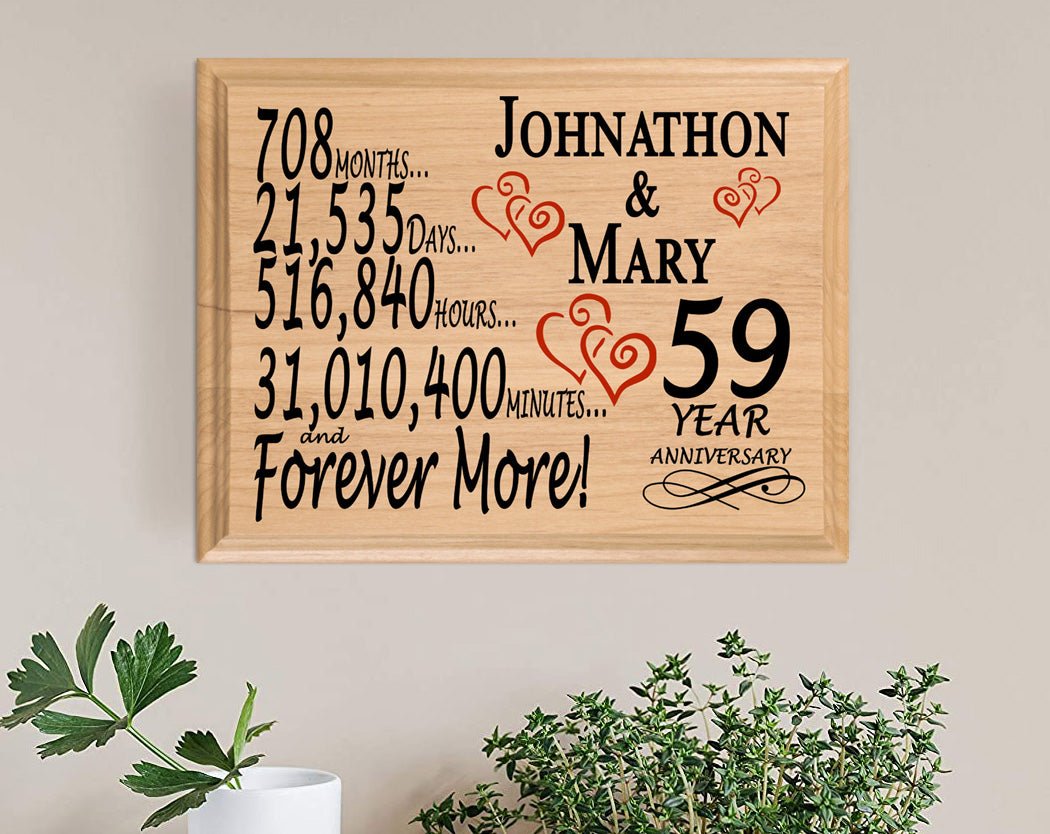 Personalized 59th Anniversary Gift – Custom Wood Keepsake for Husband, Wife, or Couple