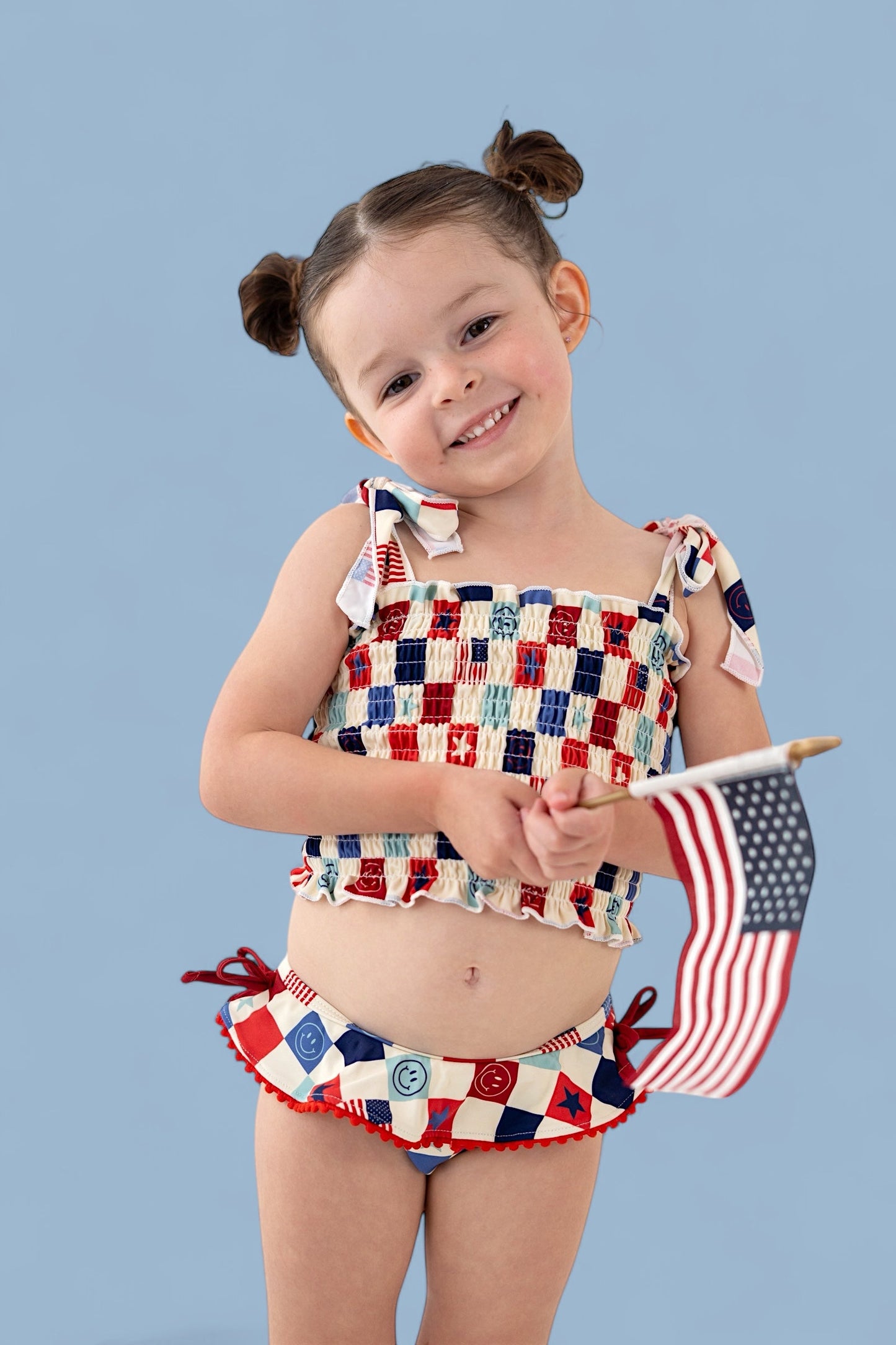 HOME OF THE FREE CHECKERS DREAM TANKINI TWO PIECE SWIM SUIT