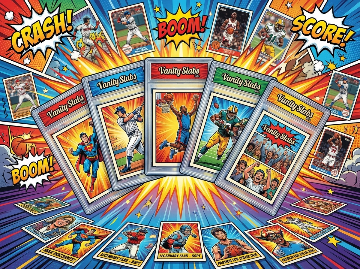 Vanity Slabs 5 Pack Bundle for Standard 35pt Trading Cards includes Free Random Mystery Card