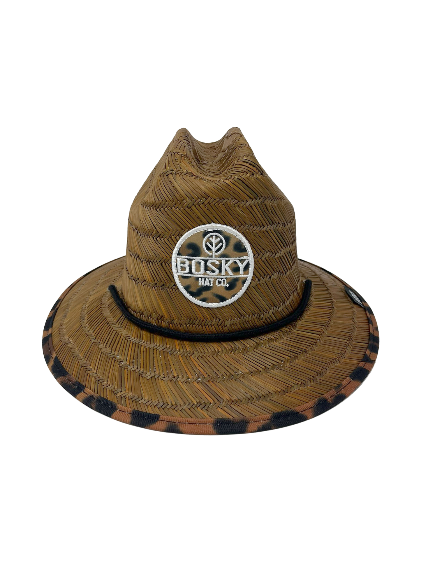 Kids Cheetah Dark Brown Straw Lifeguard Hat