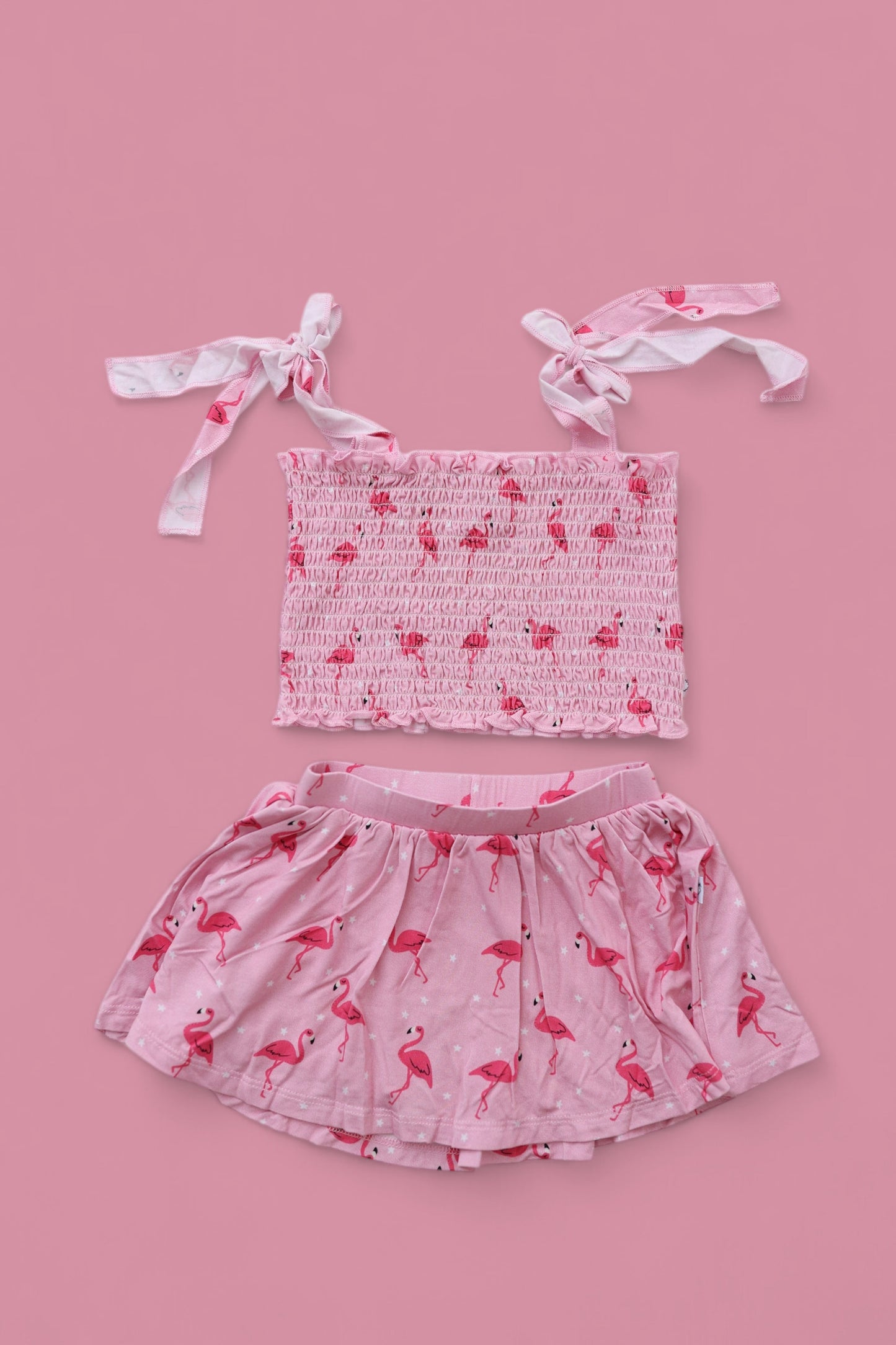 FLOCKING FLAMINGOS DREAM SMOCKED SKORT SET