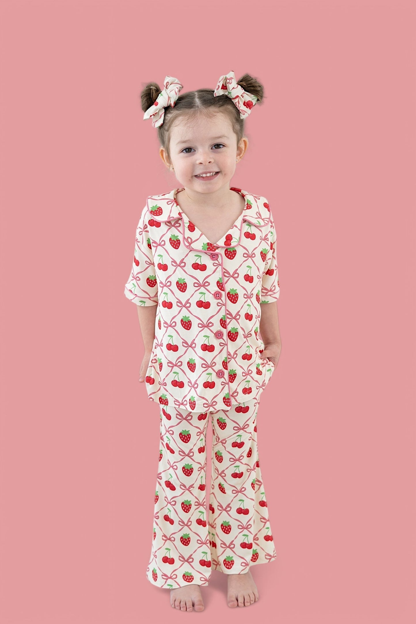 CHERRY BOW BERRY DREAM GIRL'S FLARE SET